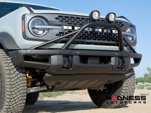 Ford Bronco Bull Bar - Front - Factory Bumper - ZROADZ - Prerunner Bar - 4in Round Amber LED